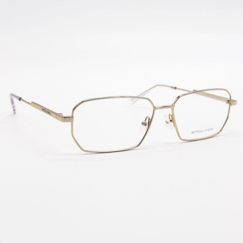 NEW BOTTEGA VENETA EYEGLASSES BV1073O 002 SQUARE GOLD UNISEX EYEWEAR